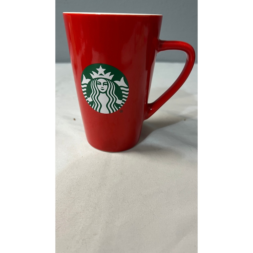 Starbucks 2021 Red Ceramic Coffee Mug Siren Logo 12oz‎ Tapered Holiday Cup